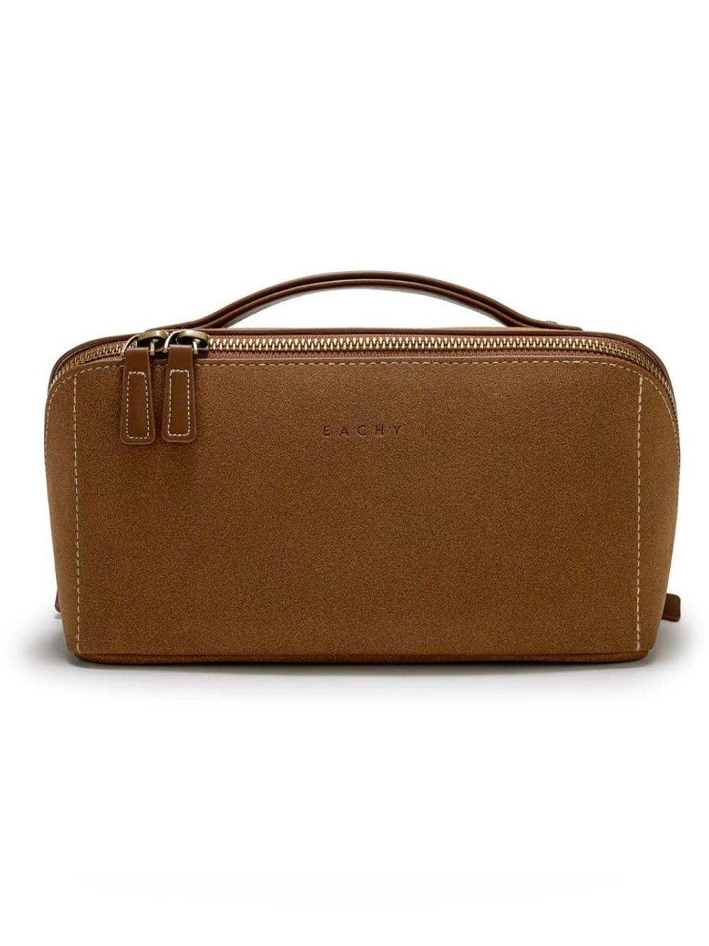 Brown Top-Handle Cosmetic Case